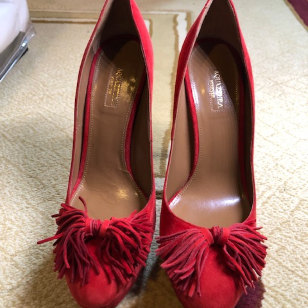 Aquazurra Reddish/Orange Pumps with Tassel Size 11